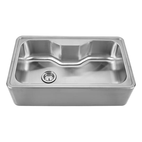 Whitehaus SS Sgl Bowl Drop-In Sink W/ A Seamless Customized Front Apron, SS WHNAPA3016 - main